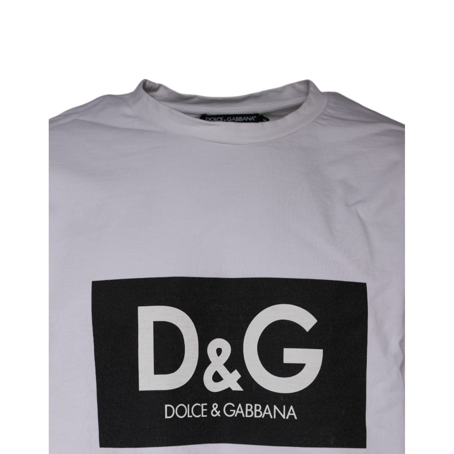 Dolce & Gabbana White Logo Print Cotton Crew Neck T-shirt