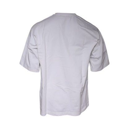 Dolce & Gabbana White Logo Print Cotton Crew Neck T-shirt