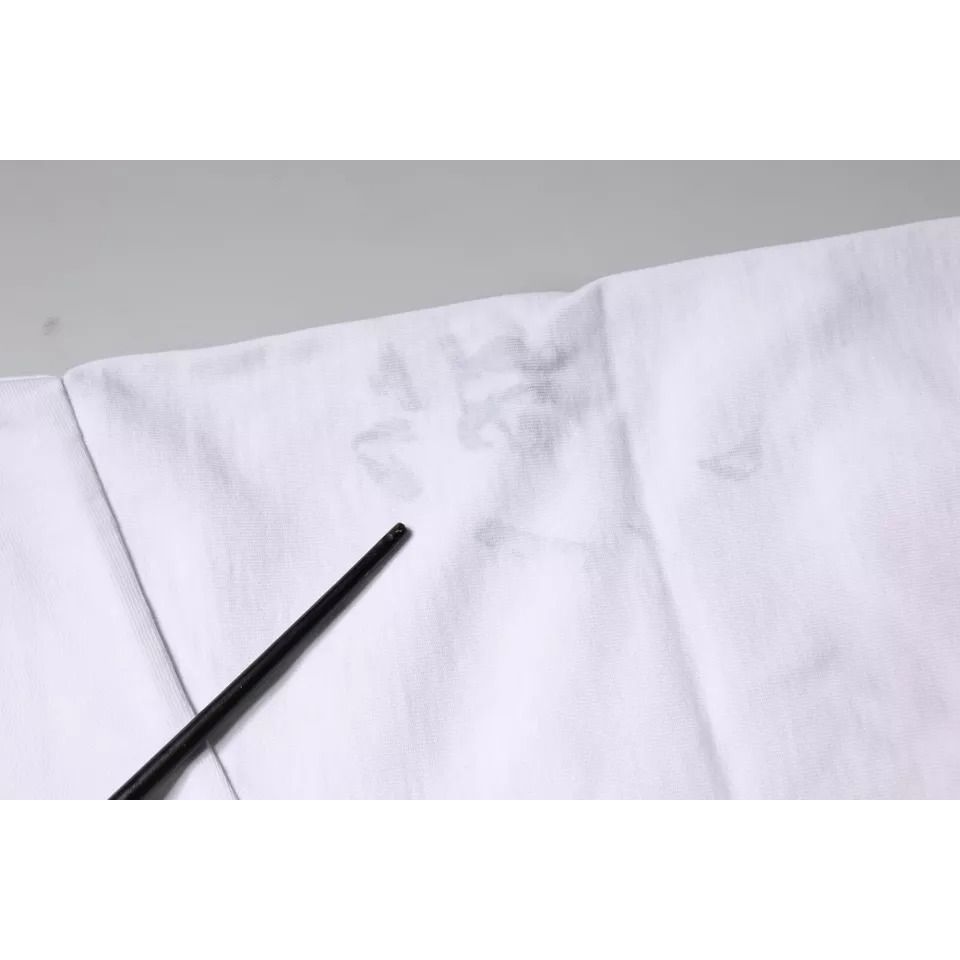 Dolce & Gabbana White Logo Print Cotton Crew Neck T-shirt