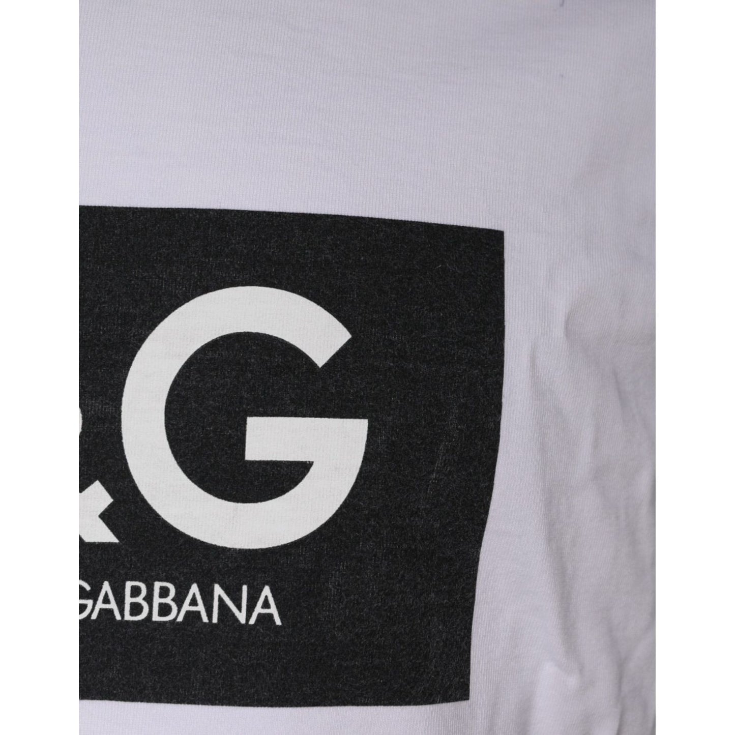 Dolce & Gabbana White Logo Print Cotton Crew Neck T-shirt