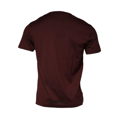 Dolce & Gabbana Maroon DG Logo Cotton Crew Neck T-shirt