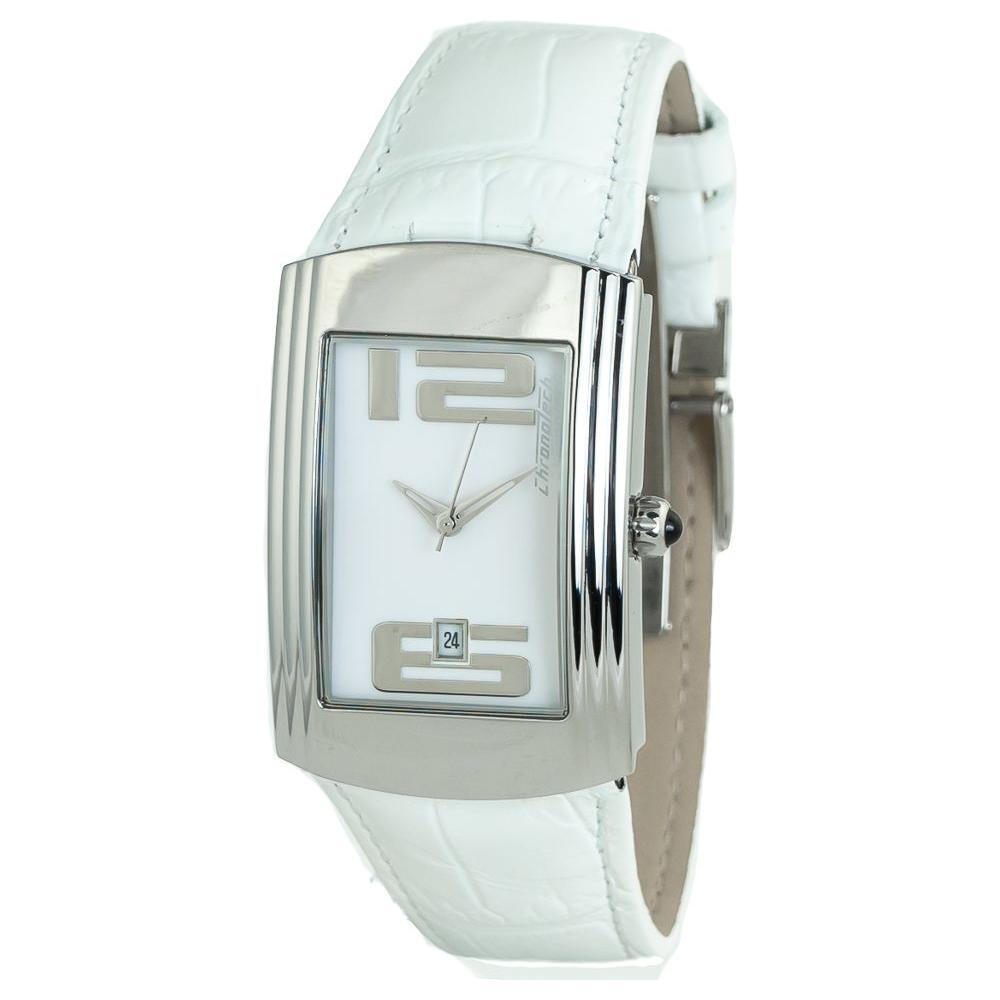 Chronotech White Leather Dress Watch