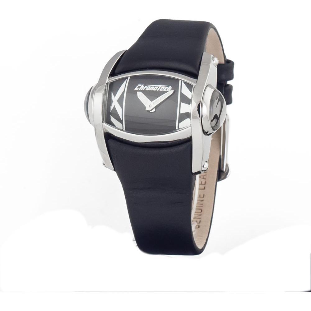 Chronotech Black Leather Dress Watch