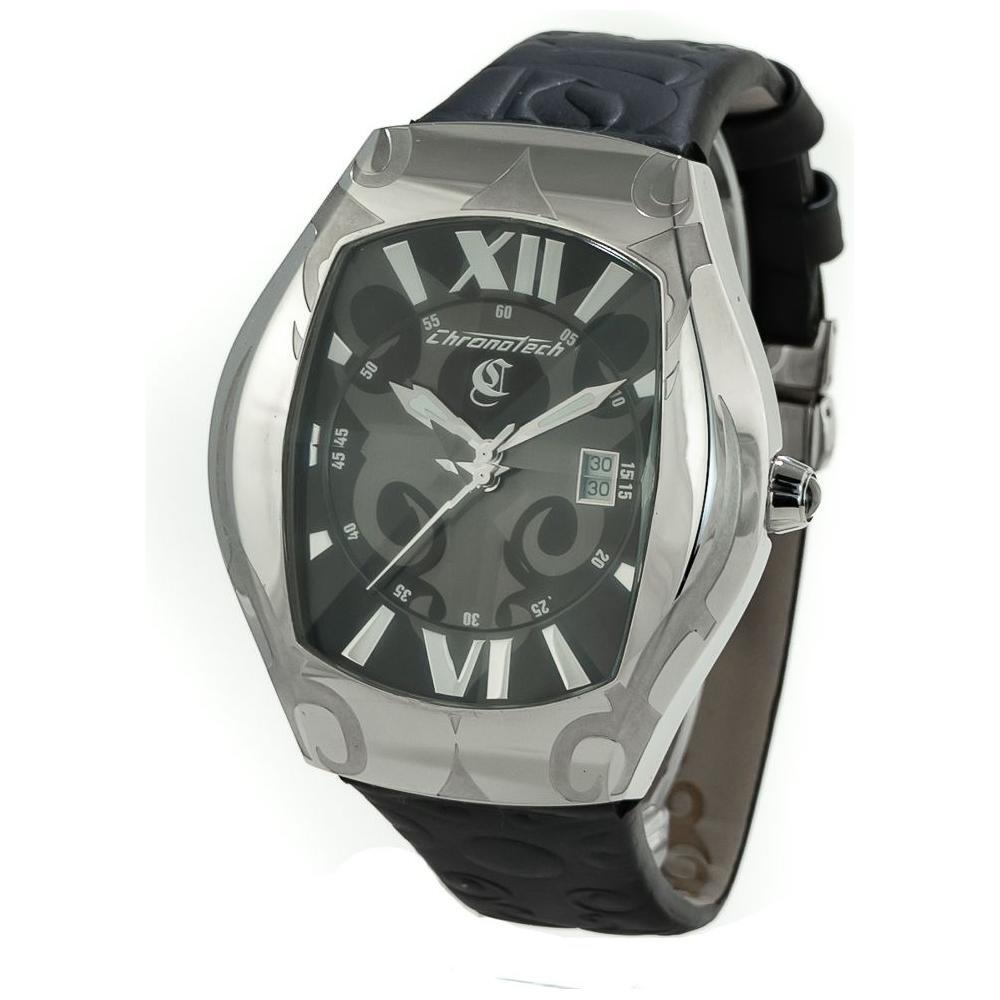 Chronotech Black Leather Watch