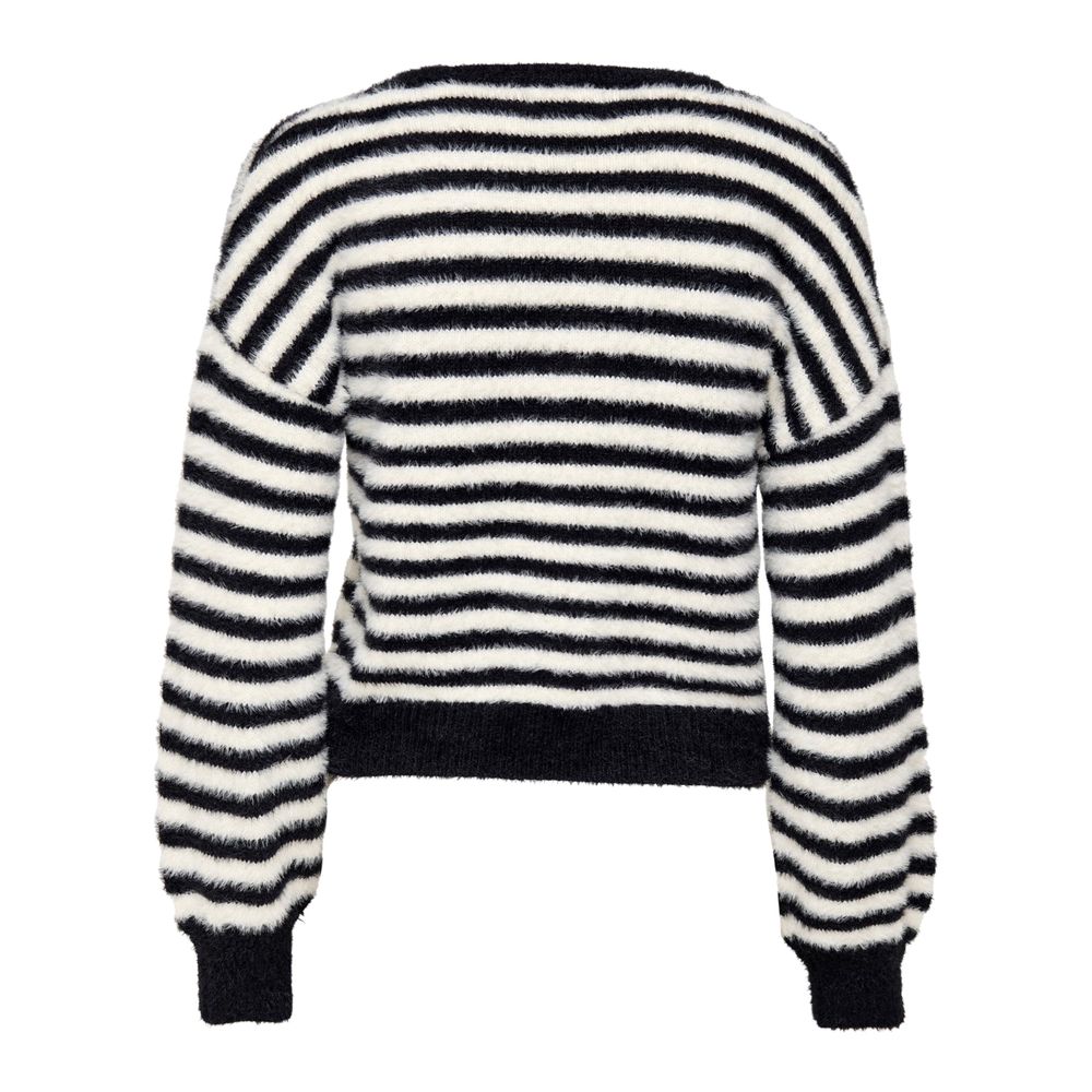 Only Black And White Marabou Sweatshirt, back view, striped design, soft and comfortable fabric.