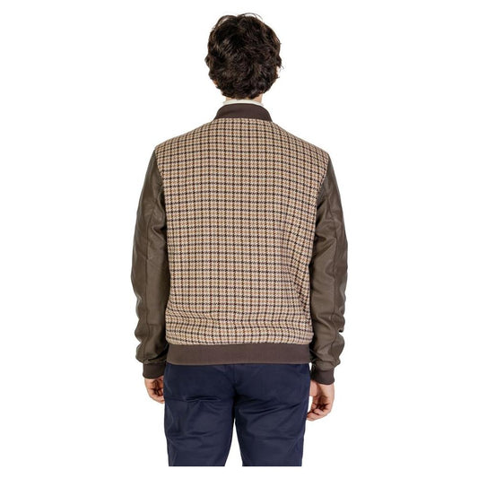 Back view of Gianni Lupo Brown Polyester Jacket with wool blend, fall/winter collection for men.