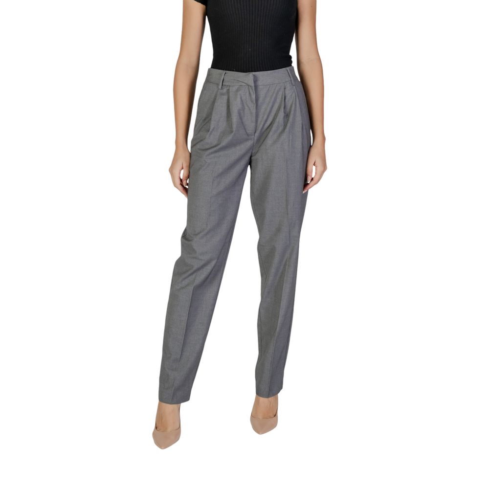 Vila Clothes Gray Polyester Casual Pants