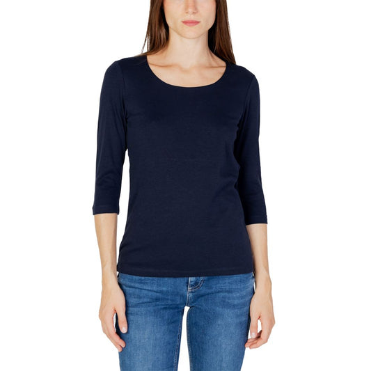 Women's long sleeve blue cotton-modal T-shirt by Street One, autumn/winter collection, casual wear.