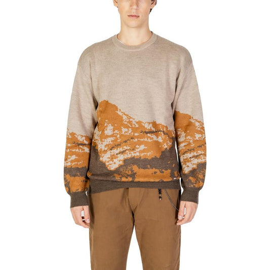 Gianni Lupo men's brown acrylic sweater, warm fall/winter knitwear, 70% acrylic and 30% wool composition, stylish casual wear.