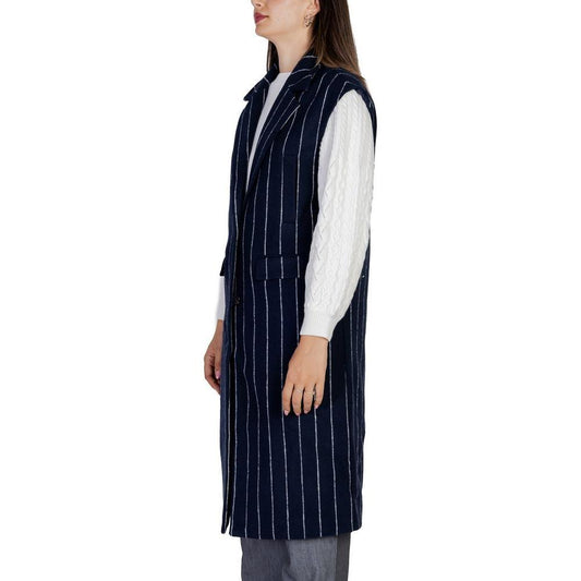 ICHI Blue Polyester Sleveless Jacket IC-15420500010-IT36|XXS