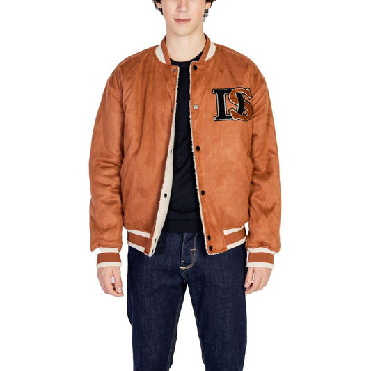 Only & Sons brown polyester jacket with reversible design and embroidered details for a versatile, trendy look