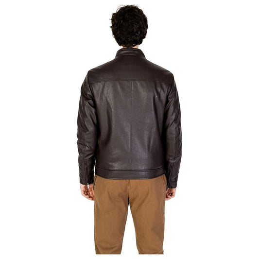 Back view of a Hamaki-Ho brown viscose jacket from men's fall/winter collection, made of 60% viscose and 40% polycarbonate.