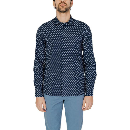 Antony Morato Blue Viscose Shirt Antony Morato Dark Slate Gray