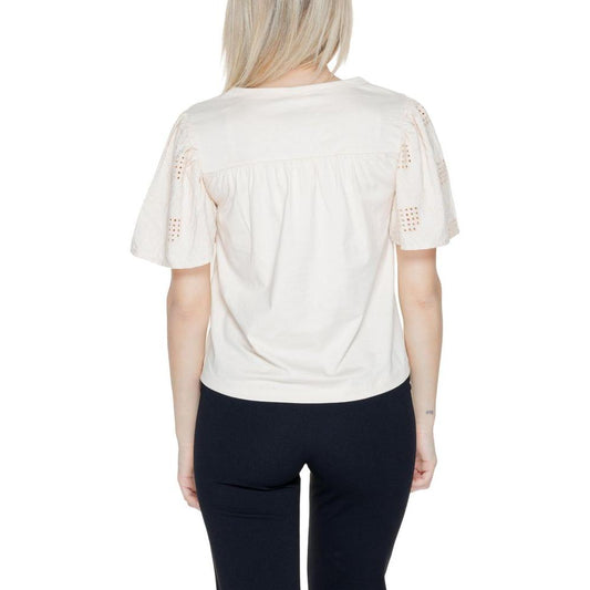 Back view of Jacqueline De Yong white cotton top for women, spring/summer collection, showcasing stylish sleeve detailing.