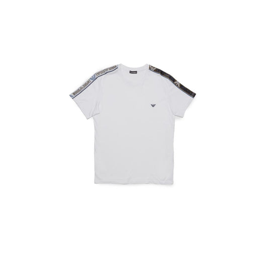 Emporio Armani Underwear white cotton t-shirt for men, short-sleeve, model 211845 4R475 with brand details, casual wear.