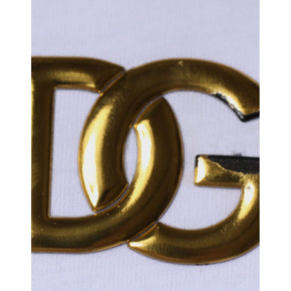 Dolce & Gabbana White Logo Cotton Vneck Short Sleeve T-shirt