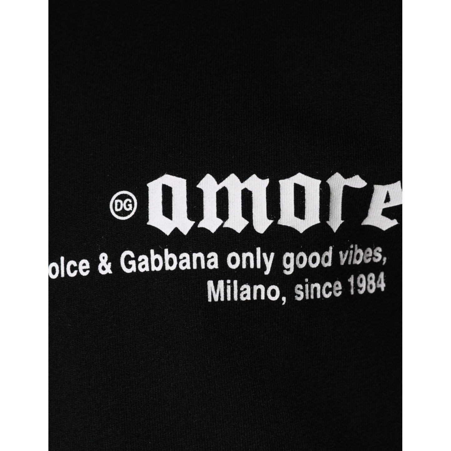 Dolce & Gabbana Black Amore Print Cotton Crew Neck T-shirt
