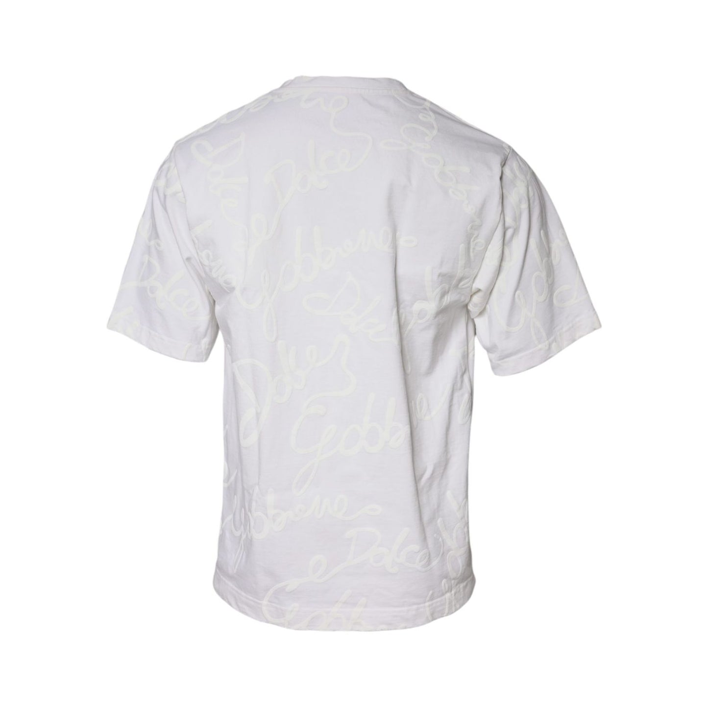 Dolce & Gabbana White Logo Print Cotton Crew Neck T-shirt