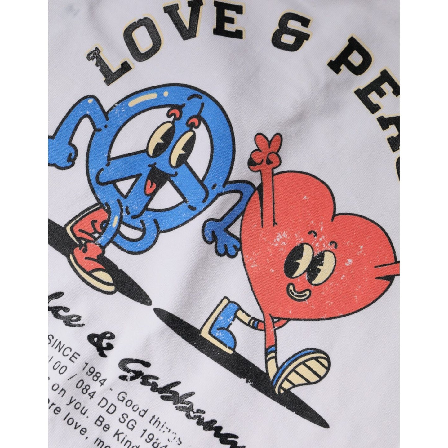 Dolce & Gabbana White Love & Peace Cotton Round Neck T-shirt