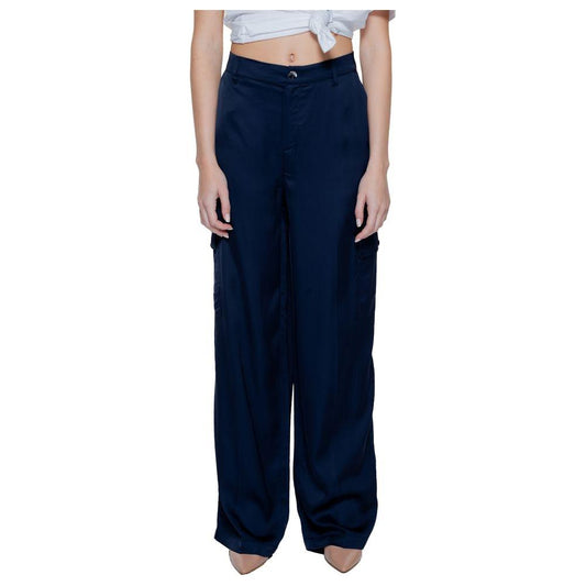 Street One Women's Blue Viscose Palazzo Pants for Spring/Summer Collection, Front View