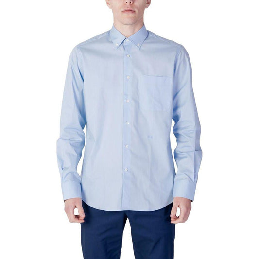 Alviero Martini Prima Classe Blue Cotton Shirt Alviero Martini Prima Classe Light Gray