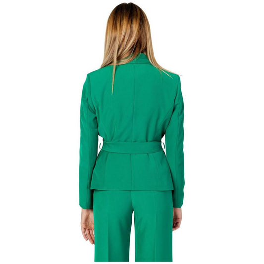 Back view of a women's Sandro Ferrone green polyester suit from the Autumn/Winter collection.