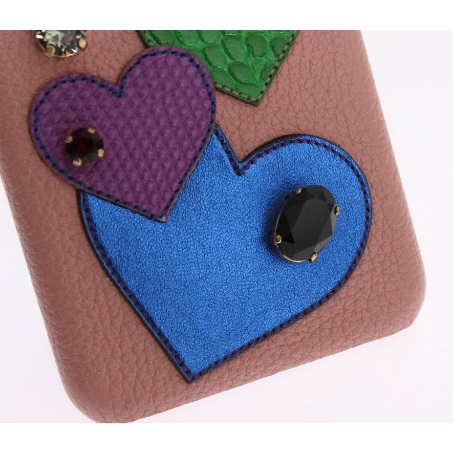 جراب Dolce &amp; Gabbana الأنيق المصنوع من الجلد باللون الوردي الكريستالي للآيفون