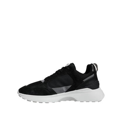 Versace Black Canvas Quad Fabric Medusa Low Top Sneaker Shoes