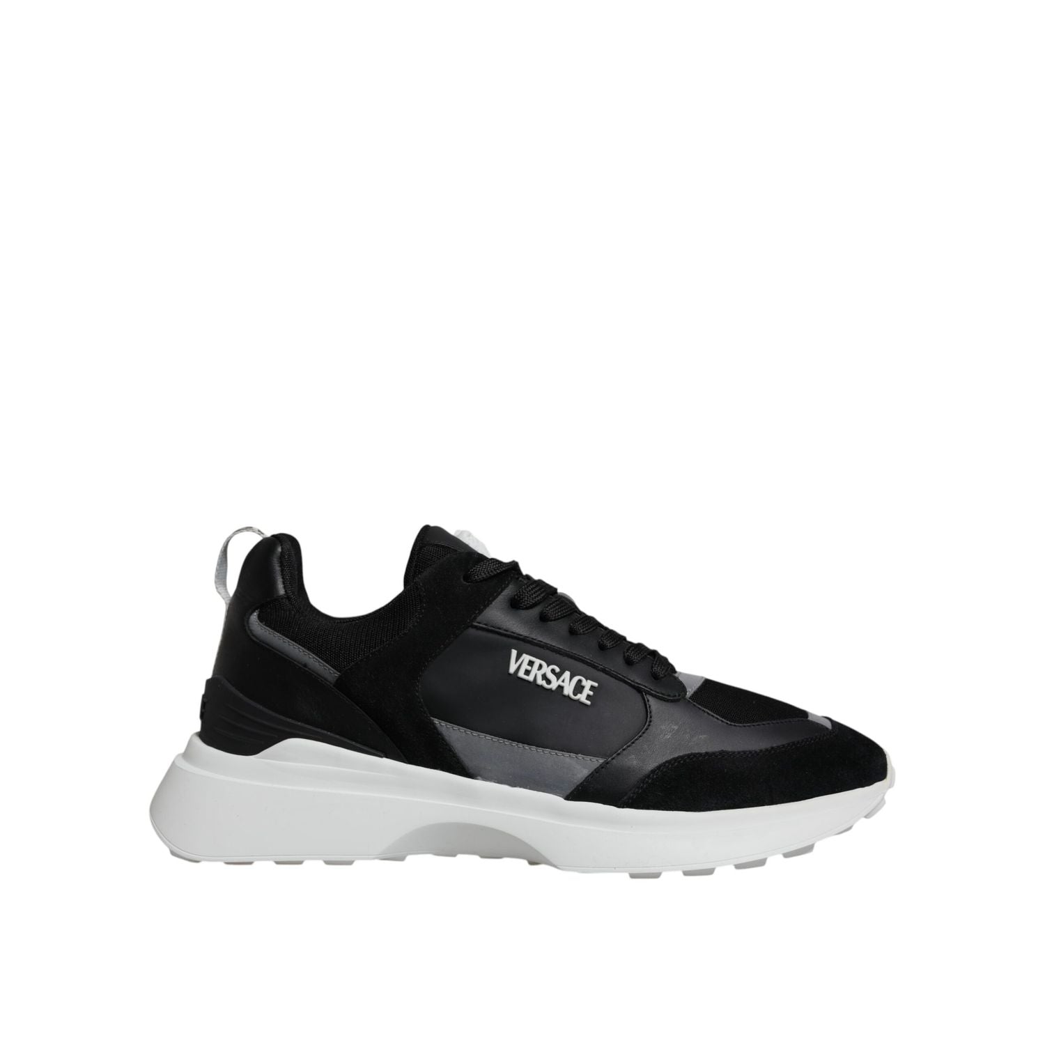 Versace Black Canvas Quad Fabric Medusa Low Top Sneaker Shoes