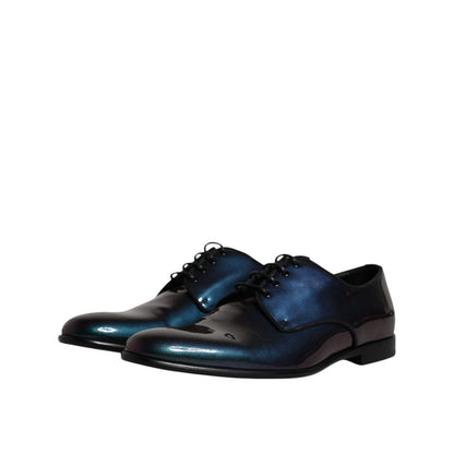 Dolce & Gabbana Peacock Patent Leather Derby Men Dress Shoes