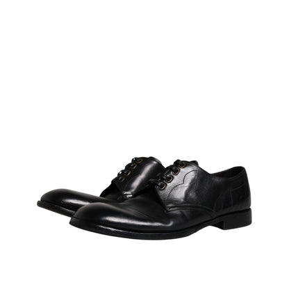 Dolce & Gabbana Black Leather Derby Formal Men Dress Shoes