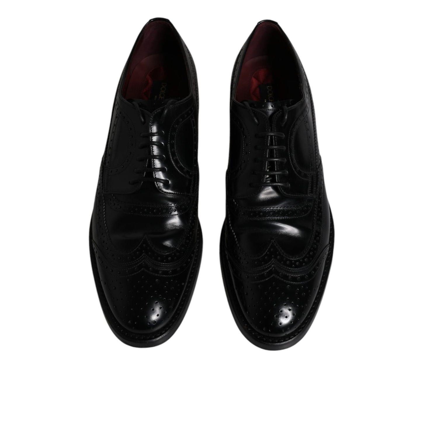 Dolce & Gabbana Black Leather Derby Wingtip Formal Shoes