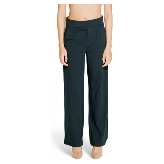 Street One green viscose women's pants, fall/winter collection, featuring 68% viscose, 28% polyester, 4% elastane for comfort.