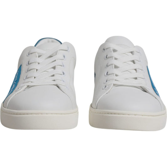Dolce & Gabbana White London Calf Leather Sneakers Shoes Dolce & Gabbana Gray
