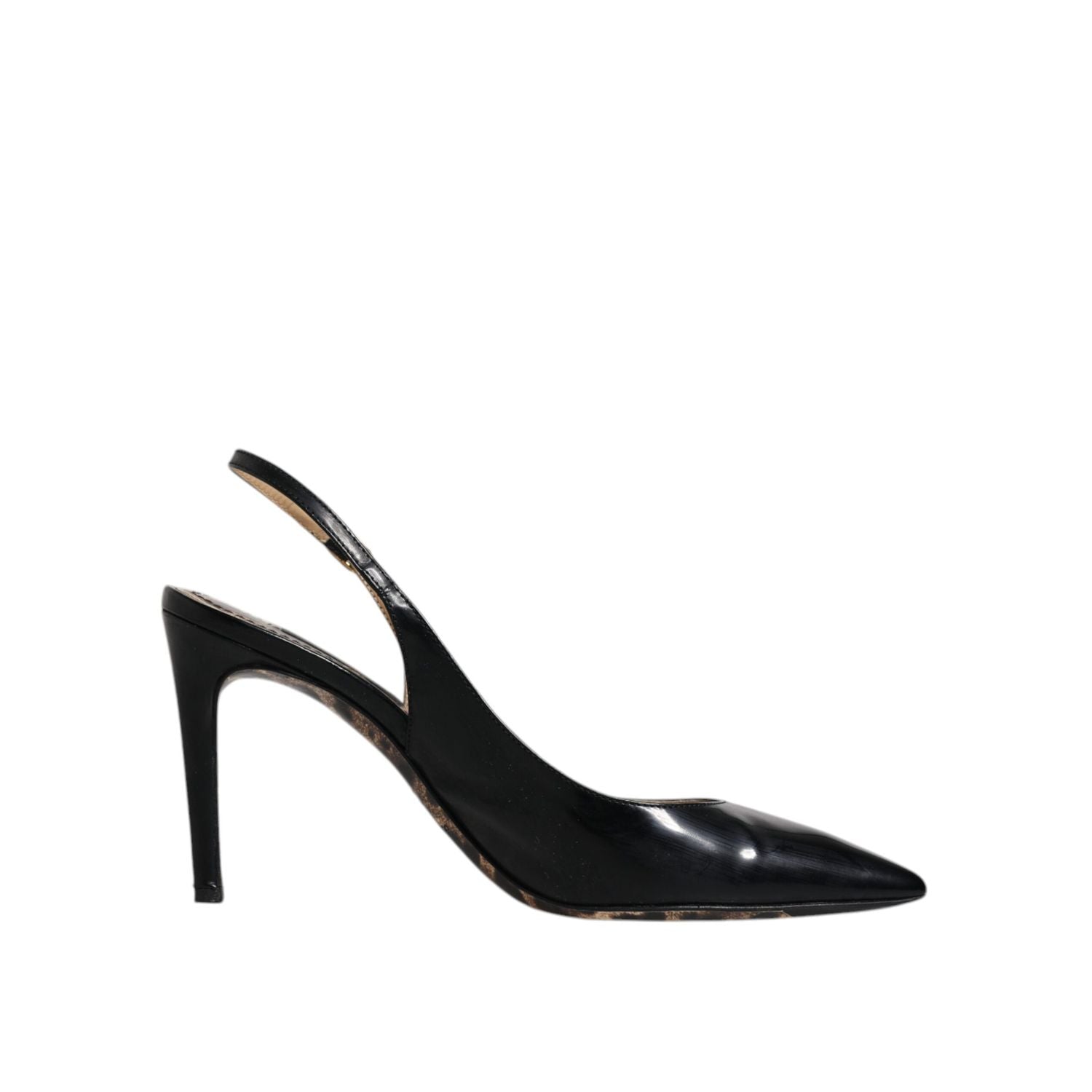 Dolce & Gabbana Black Leather High Heels Slingbacks Shoes