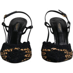 Dolce & Gabbana Dolce & Gabbana Black Brown Lace High Heels Slingback Shoes LA12021-35