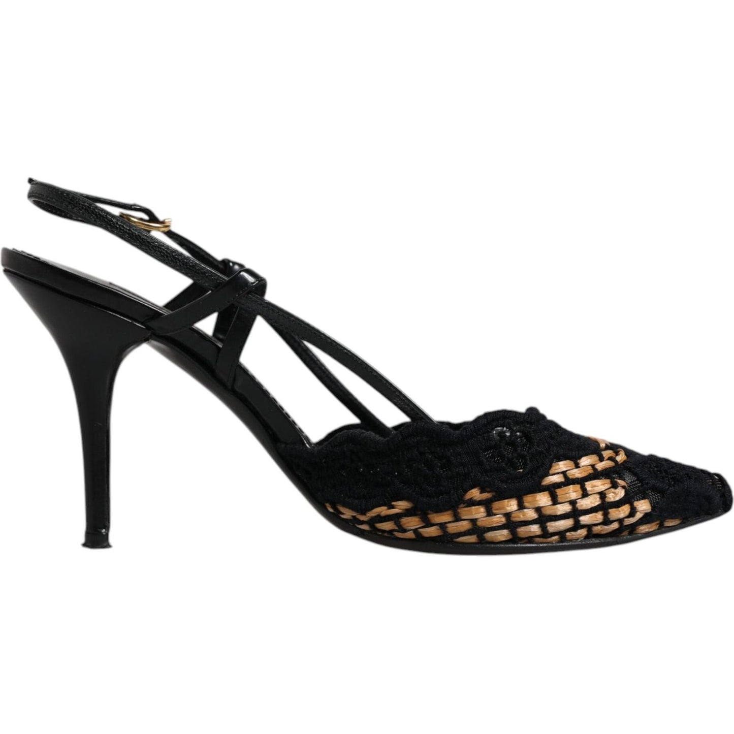 Dolce & Gabbana Dolce & Gabbana Black Brown Lace High Heels Slingback Shoes LA12021-35