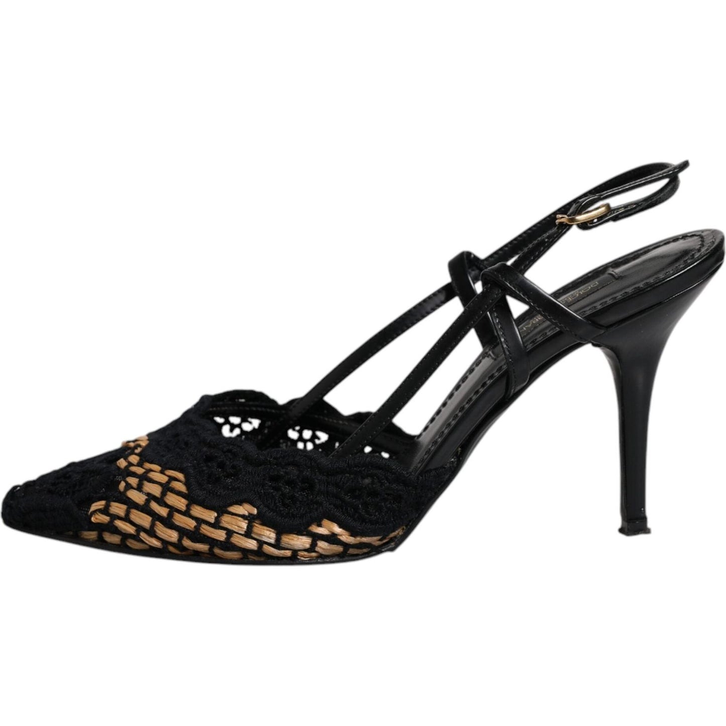Dolce & Gabbana Dolce & Gabbana Black Brown Lace High Heels Slingback Shoes LA12021-35