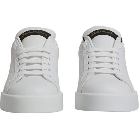 Dolce & Gabbana White Leather Classic Low Top Sneakers Shoes Dolce & Gabbana Gray