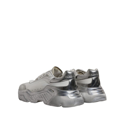 Dolce & Gabbana White Silver Daymaster Low Top Sneakers Shoes