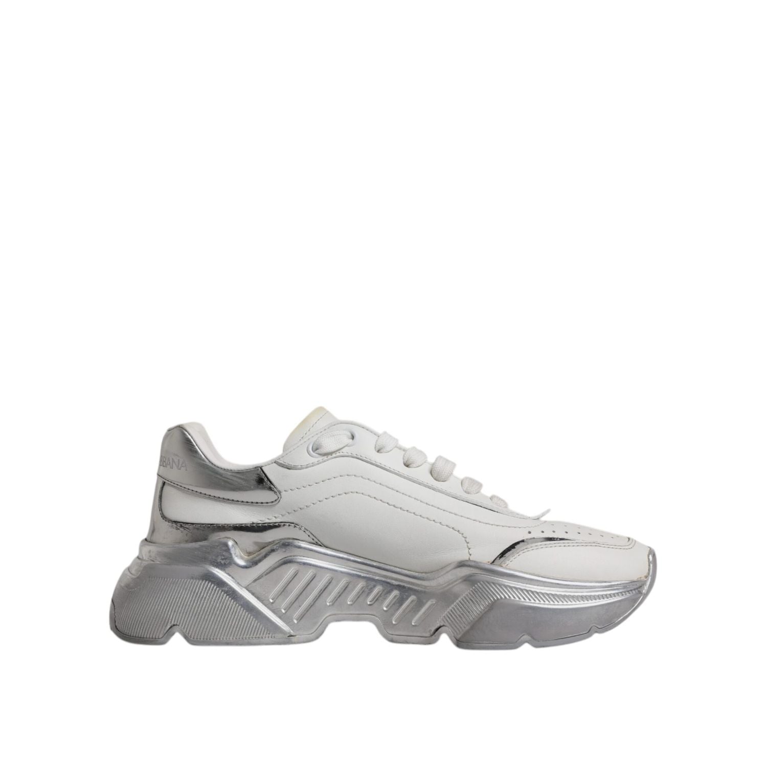 Dolce & Gabbana White Silver Daymaster Low Top Sneakers Shoes