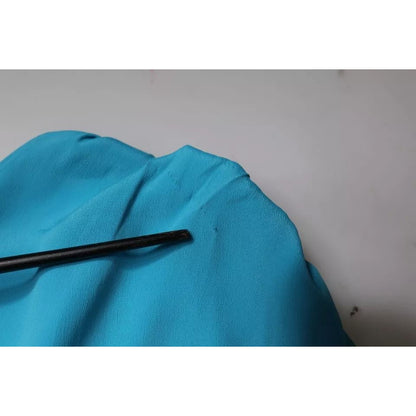 Boutique Moschino Blue Round Neckline Long Sleeves Blouse Top