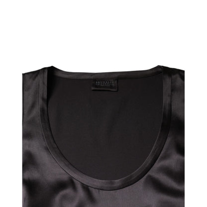 Brunello Cucinelli Black Silk Blend Sleeveless Tank Top