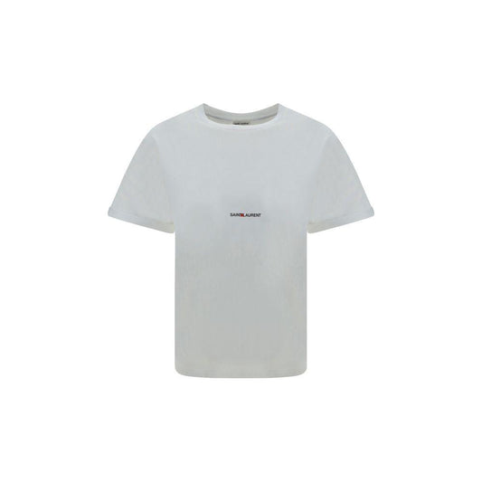 Saint Laurent cotton t-shirt with ribbed crew neck and brand monogram printed on front, regular fit