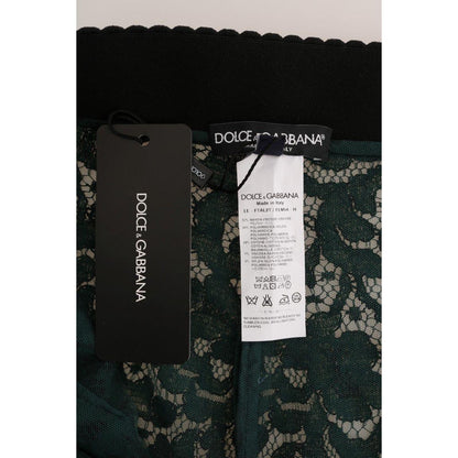 Dolce & Gabbana Green Floral Lace Leggings Pants