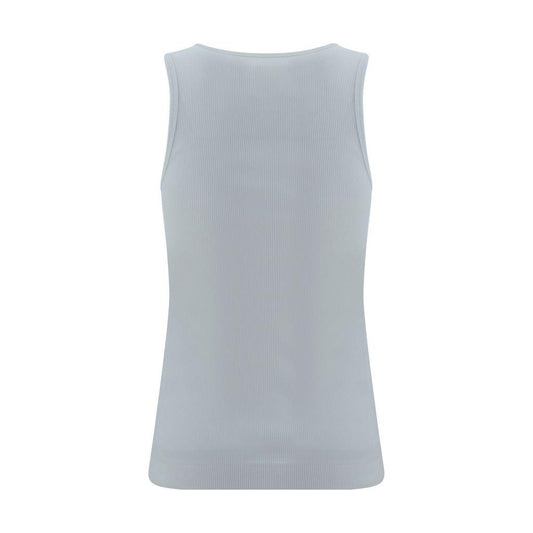 Back view of Givenchy cotton tank top with ribbed design and round neckline, showcasing a regular fit and iconic 4G logo plaque.