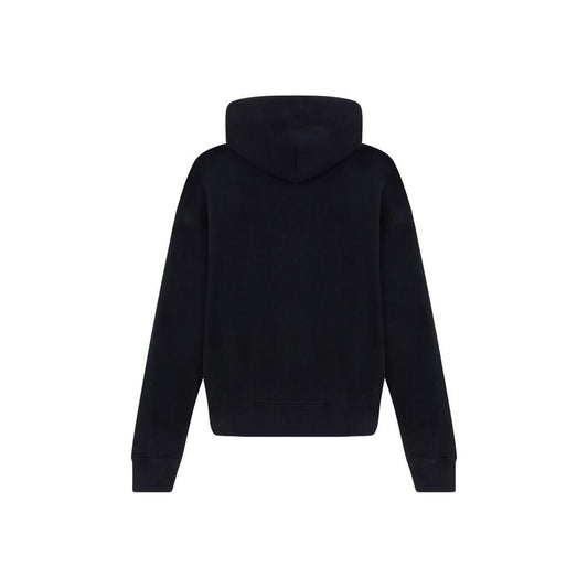 Back view of Off-White Big Bookish Skate Hoodie in black with adjustable hood and ribbed cuffs