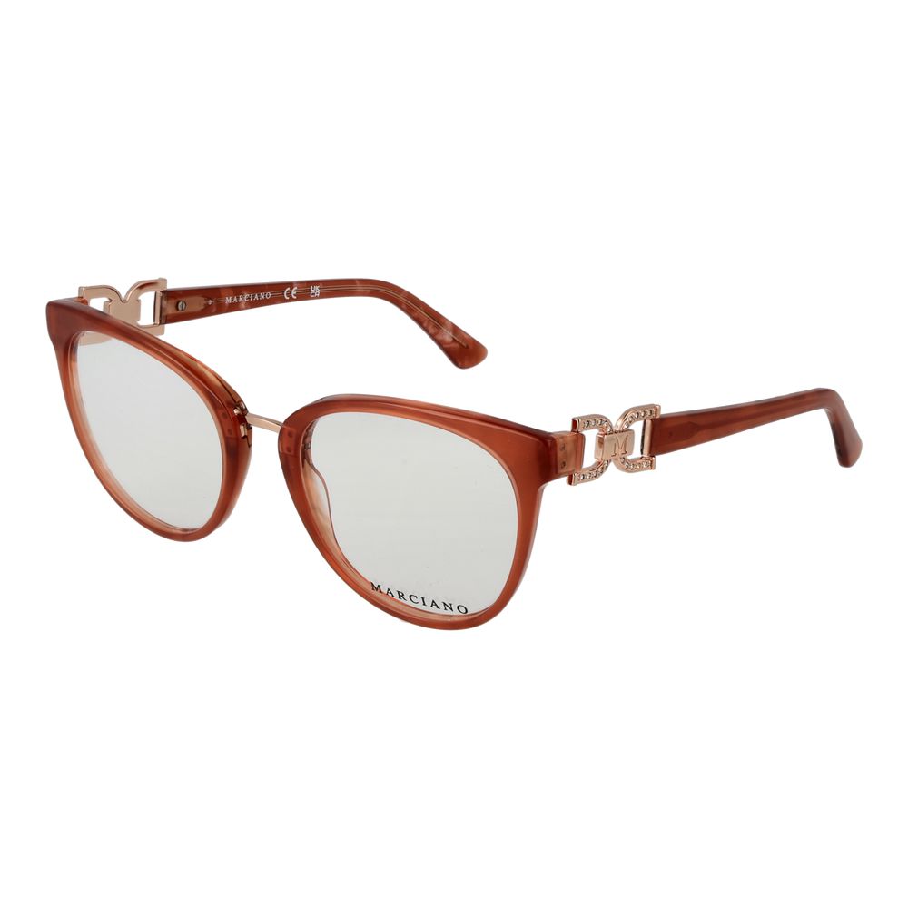 Marciano by Guess Brown Women Glasses Frame in full-rim acetate with demo lenses, 53mm width. Includes branded case. Stylish and elegant.