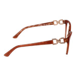 Marciano by Guess Brown Women Glasses Frame with full-rim round style made of acetate. Side view showcasing frame details and temples.