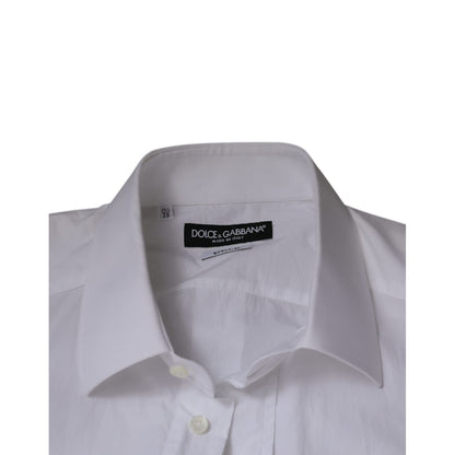 Dolce & Gabbana White Cotton Slim Fit GOLD Men Dress Shirt